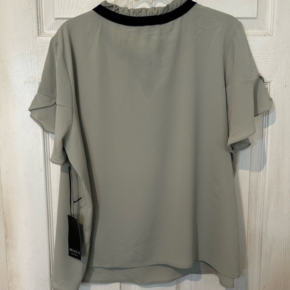 NWOT “MISIA” Gray Green with Black Contrast Tie Around Neckline. - Picture 2 of 8